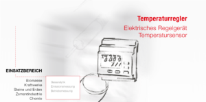 Zubehör für die Gasentnahmeleitung bei der Gasanalyse. Elektrisches Regelgerät und Temperatursensor als Zeichnung